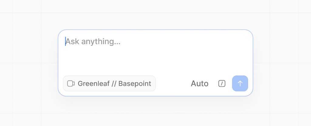 Ask Attio composer: Ask anything field with context pill and submit control (light)